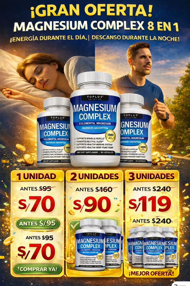 🔥 OFERTA RELÁMPAGO – MAGNESIO 8 EN 1 MÁS VENDIDO ¡COMPRA ANTES QUE SUBA! 🔥